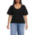 Women's Plus Size Drapey Rib Puff Sleeve Scoop Neck Top, Front