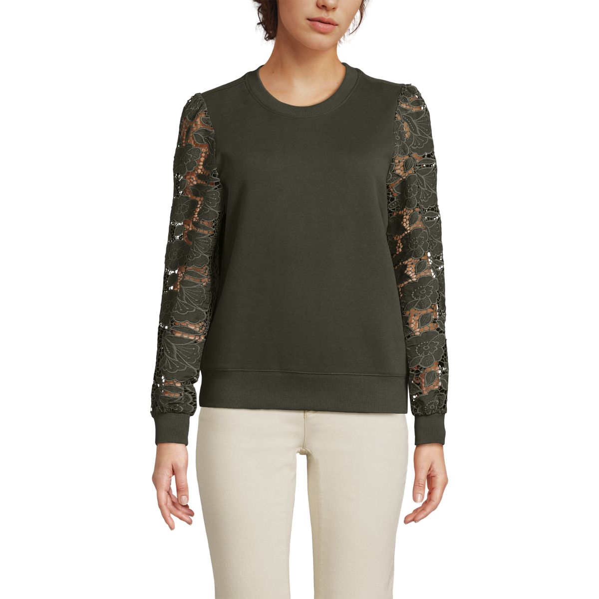 Women's Serious Sweats Lace Sleeve Sweatshirt