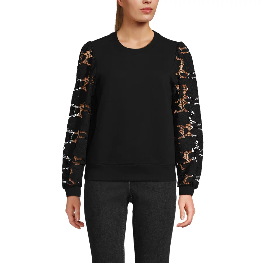 Women's Serious Sweats Lace Sleeve Sweatshirt view 4