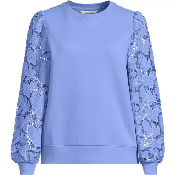 Women's Plus Size Serious Sweats Lace Sleeve Sweatshirt - primary