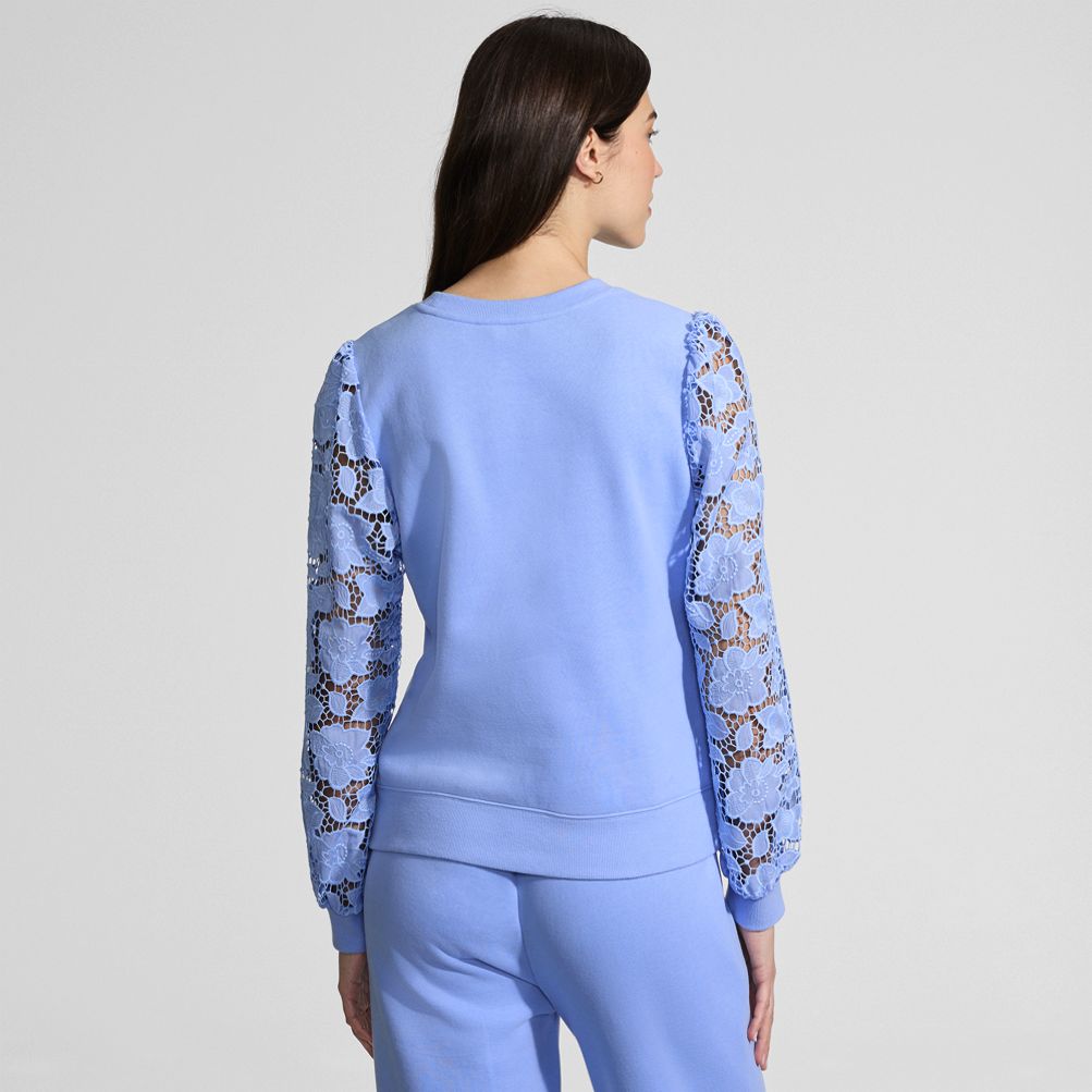 Women's Serious Sweats Lace Sleeve Sweatshirt | Lands' End