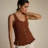 Women's Cotton Boucle Ruffle Hem Sleeveless Sweater, alternative image