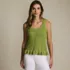Women's Cotton Boucle Ruffle Hem Sleeveless Sweater, Front