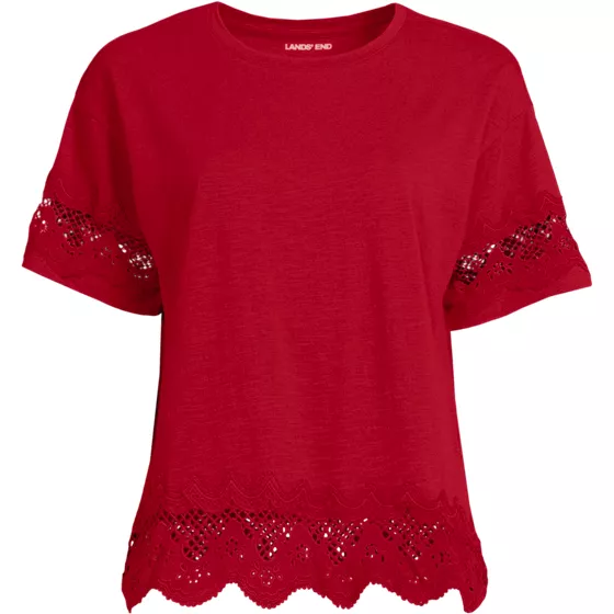 Women's Short Sleeve Slub Jersey Cutwork T-Shirt - primary