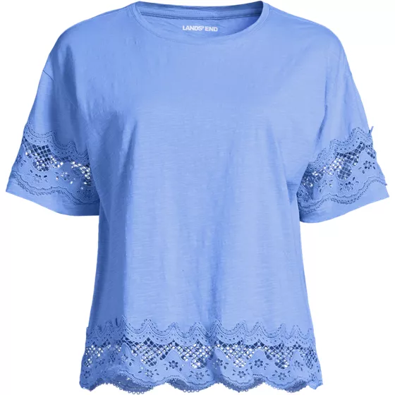 Women's Short Sleeve Slub Jersey Cutwork T-Shirt - primary