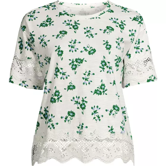 Women's Short Sleeve Slub Jersey Cutwork T-Shirt - primary