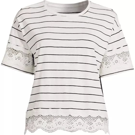 Women's Short Sleeve Slub Jersey Cutwork T-Shirt - primary