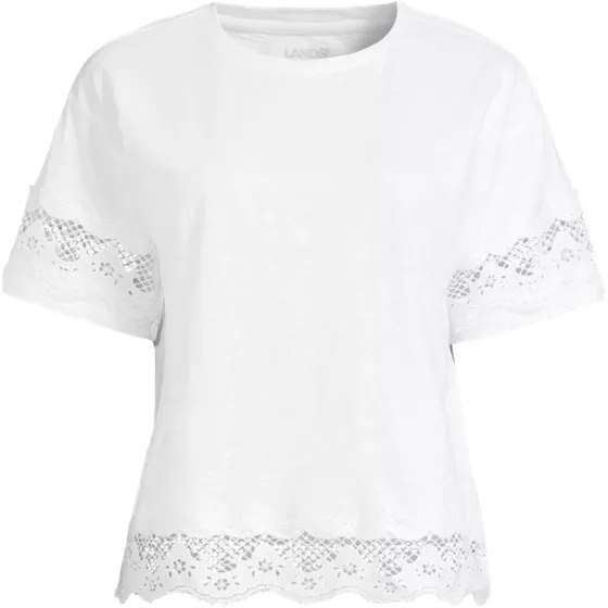 Women's Short Sleeve Slub Jersey Cutwork T-Shirt - primary
