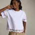Women's Short Sleeve Slub Jersey Cutwork T-Shirt, alternative image