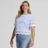 Women's Short Sleeve Slub Jersey Cutwork T-Shirt, Front