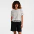 Women's Short Sleeve Slub Jersey Cutwork T-Shirt, Front