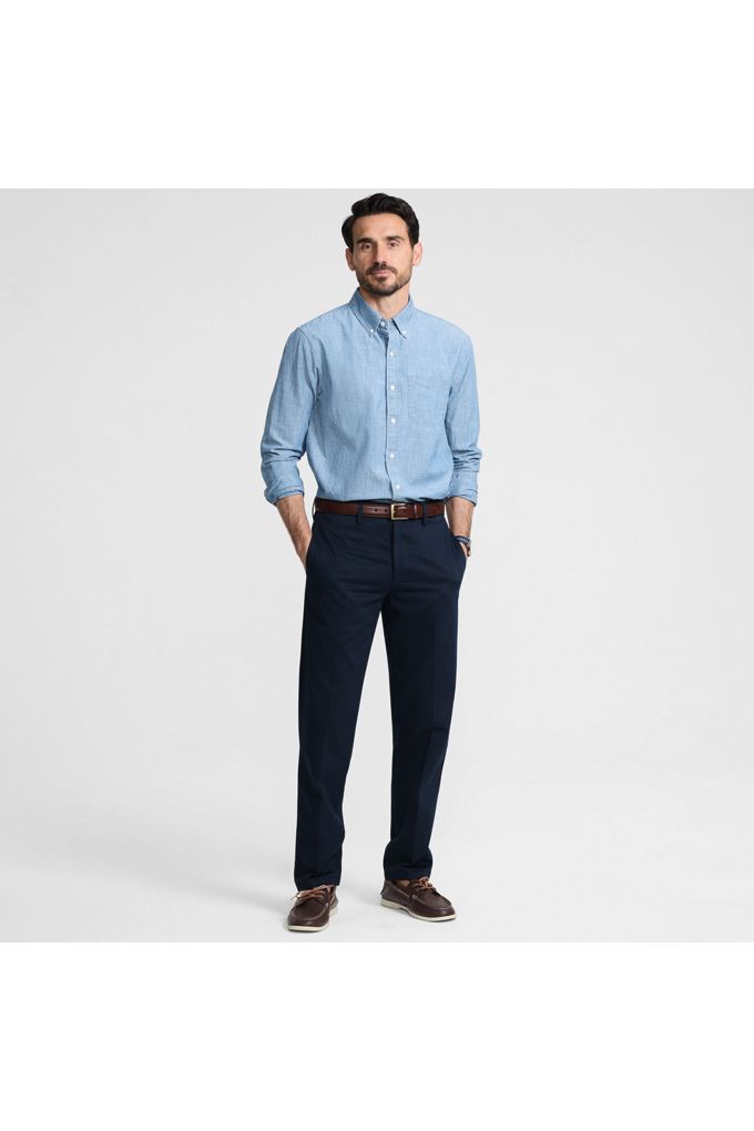 Men's No Iron Tailored Chino Pant - Lands' End - Blue - 32