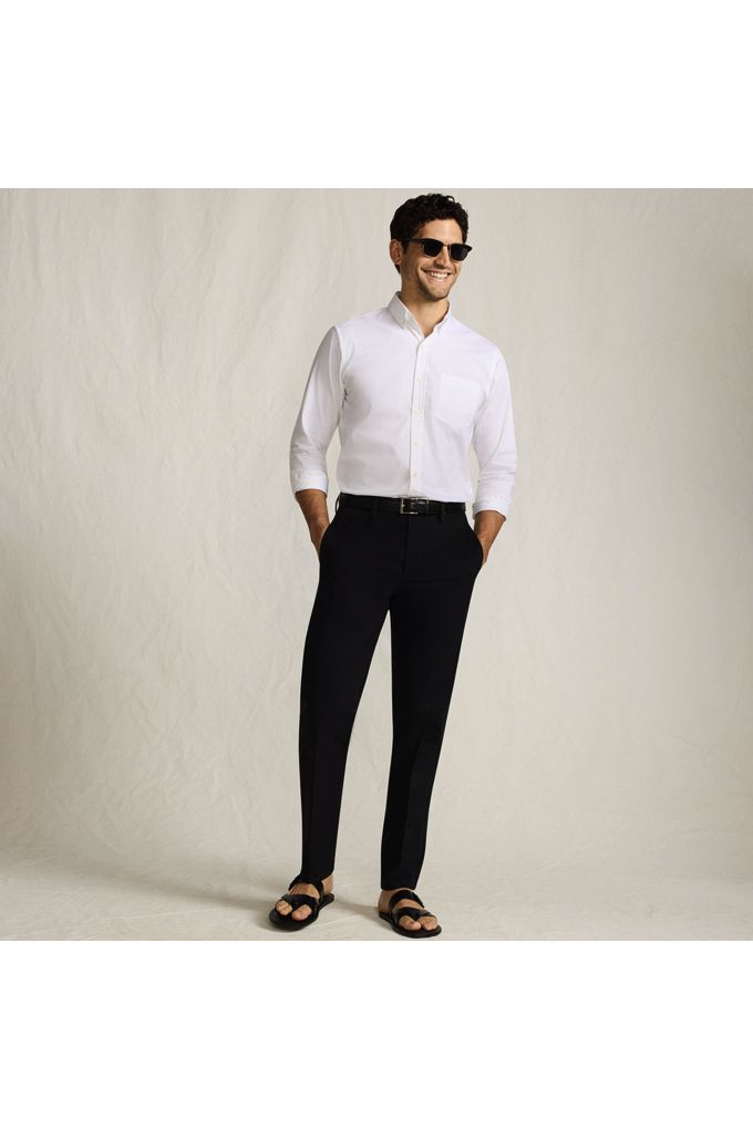 Men's No Iron Tailored Chino Pant - Lands' End - Black - 35