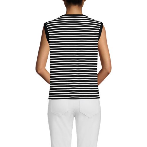  Lands' End Feinstrick-top Mit Metallknöpfen, Damen, Größe:32-34 Regular, Schwarz, Polyester/viskose/polyester-mischung, By Lands' End 
