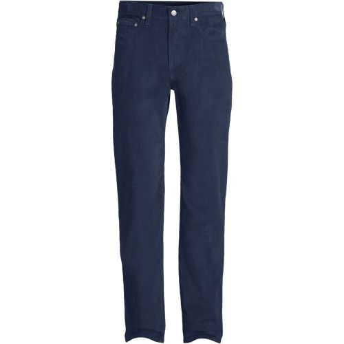 Classic Fit Corduroy Trousers with Comfortable Waistband, Men, size: 33 32, regular, Blue, Spandex/Cotton-blend, by Lands' End