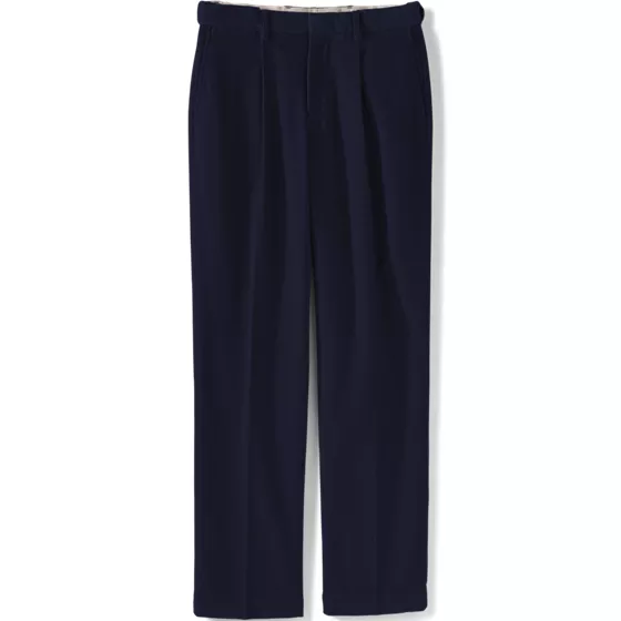Men's Corduroy Comfort Waist Traditional Fit Pleated Front Pant - primary