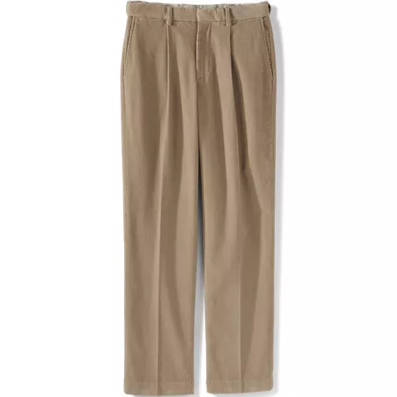 Men's Corduroy Comfort Waist Traditional Fit Pleated Front Pant - primary
