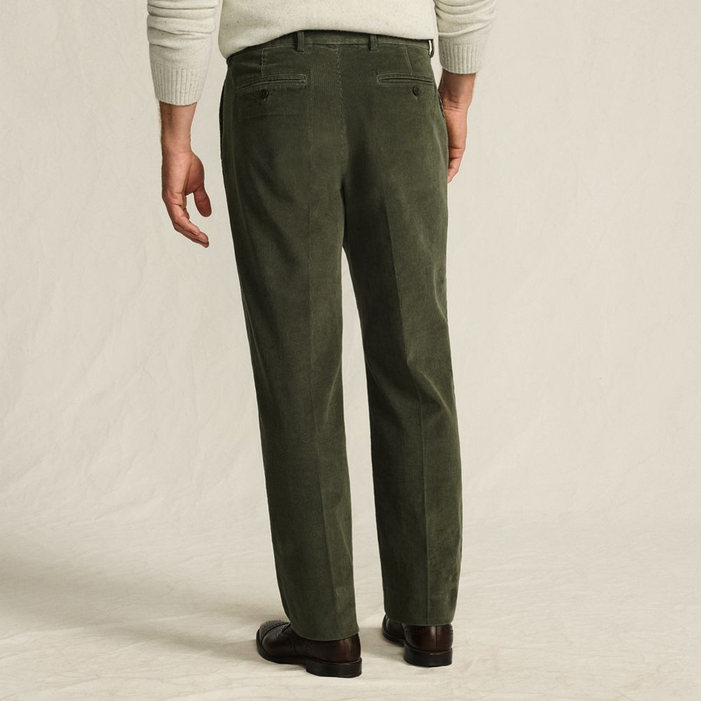 Men's Corduroy Comfort Waist Classic Fit Pleated Front Pant