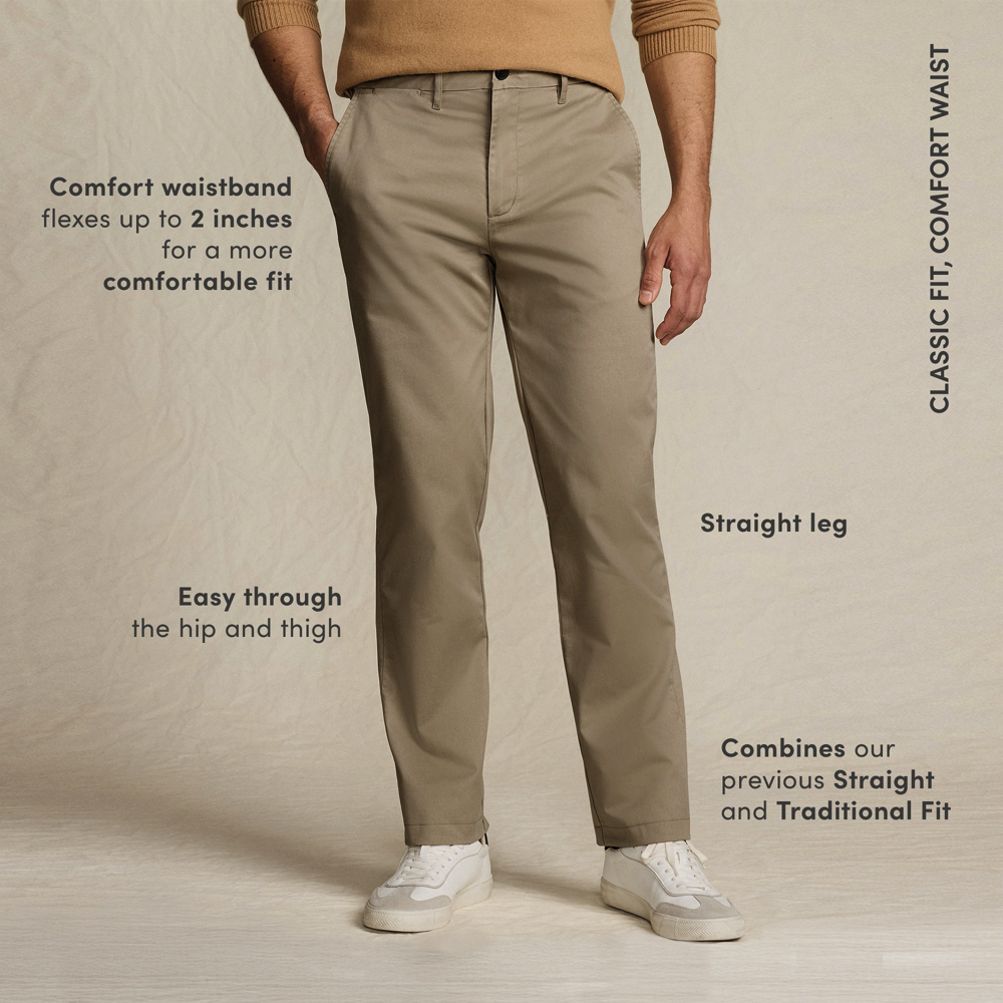 Men's Travel Kit Comfort Waist Easy Classic Fit Chino Pant | Lands