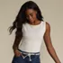 Women's Sleeveless Pointelle Rib Boat Neck Tank, alternative image