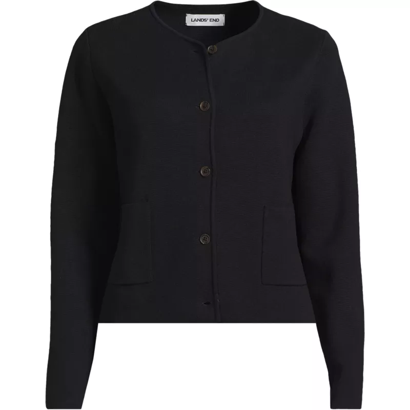Women's Plus Size Fine Gauge Cotton Milano Blazer Sweater, Front