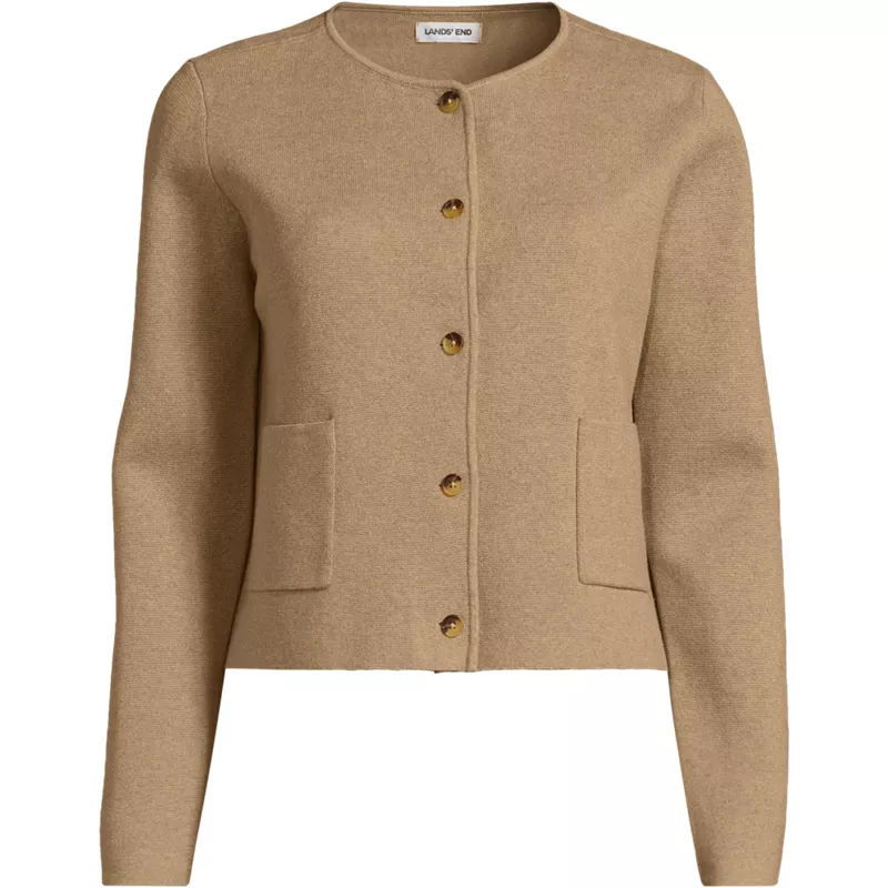 Women's Plus Size Fine Gauge Cotton Milano Blazer Sweater, Front