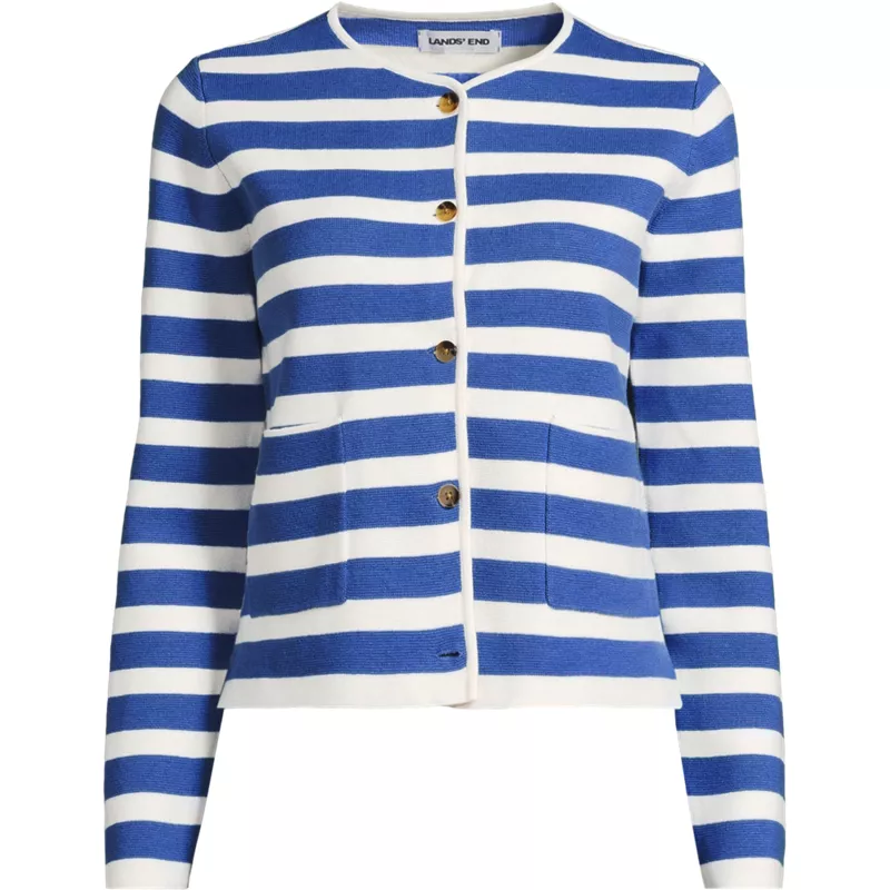 Women's Plus Size Fine Gauge Cotton Milano Blazer Sweater, Front