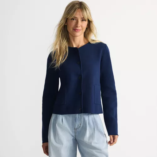 Women's Fine Gauge Cotton Milano Blazer Sweater, Front