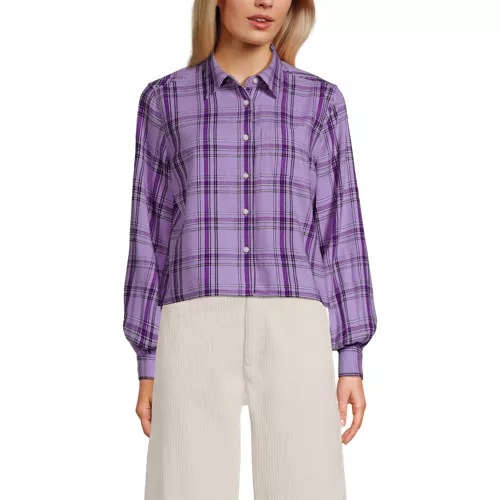 Women's Cropped Flannel Shirt, Front