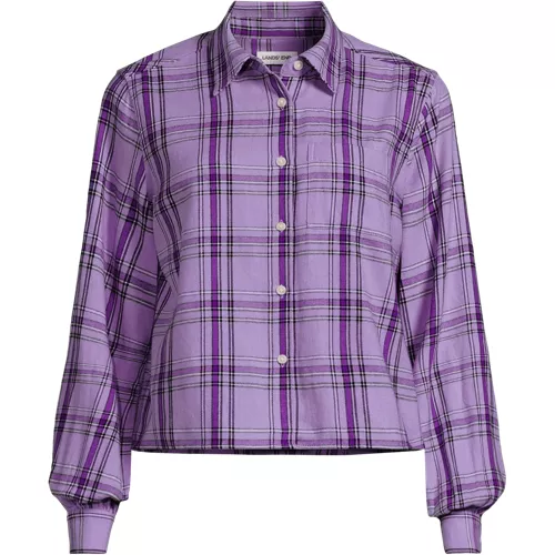 Women's Cropped Flannel Shirt, Front