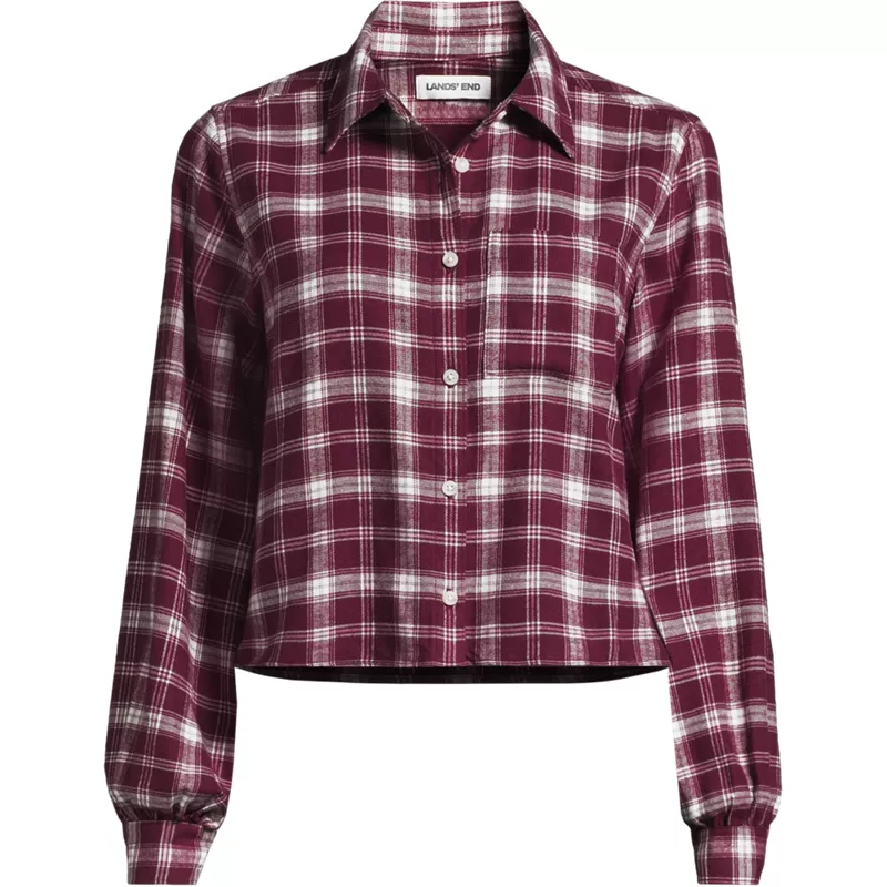 Women's Cropped Flannel Shirt, Front