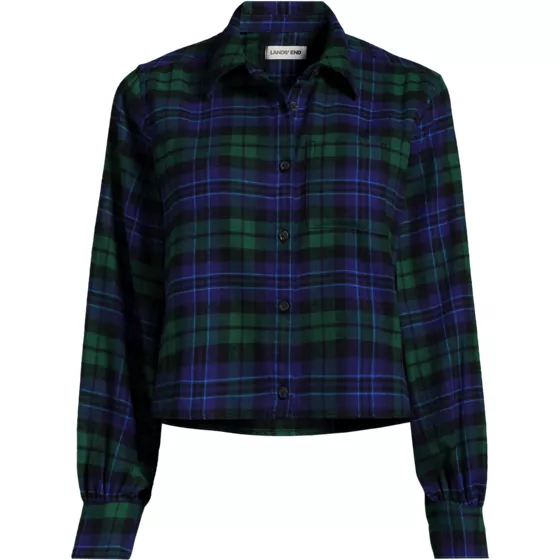 Women's Cropped Flannel Shirt - primary