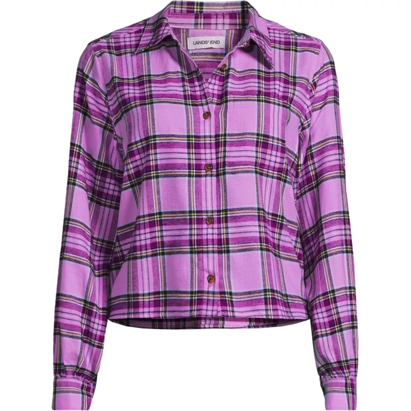 Women's Plus Size Cropped Flannel Shirt, Front