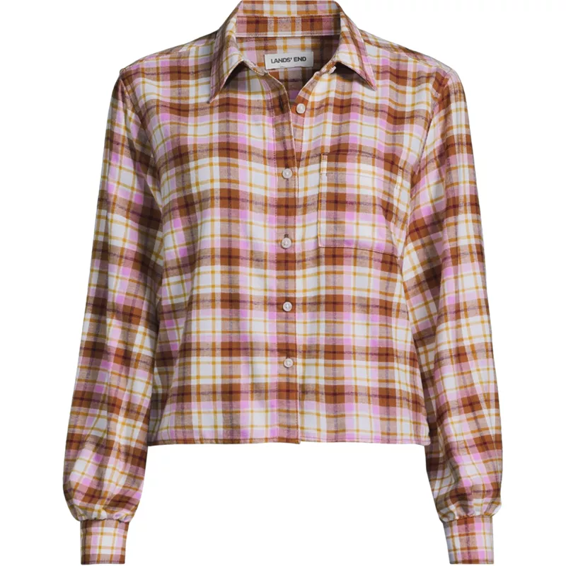 Women's Cropped Flannel Shirt, Front