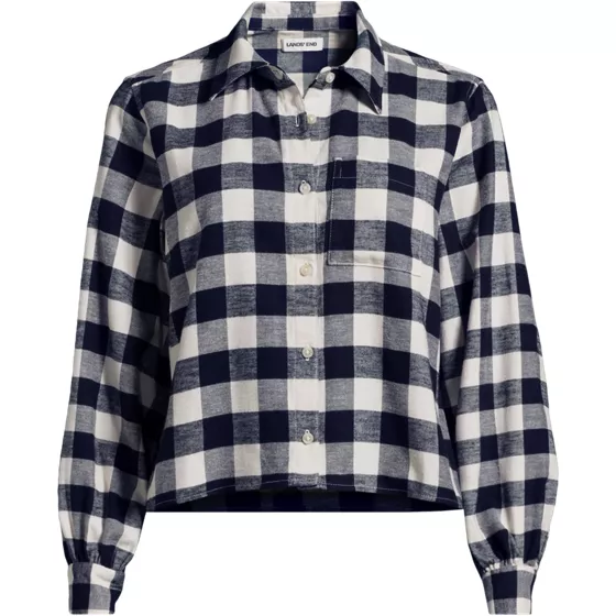 Women's Plus Size Cropped Flannel Shirt - primary