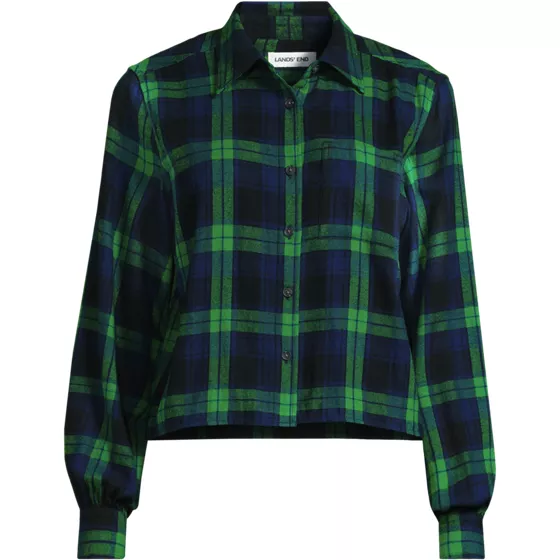 Women's Cropped Flannel Shirt - primary
