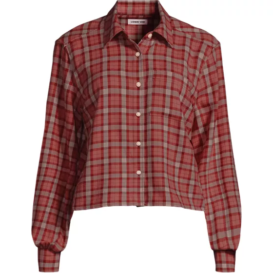 Women's Cropped Flannel Shirt - primary