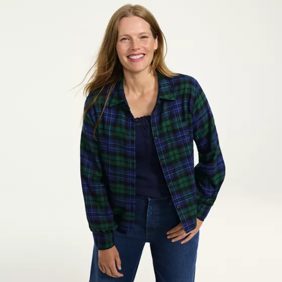 Women's Cropped Flannel Shirt - primary