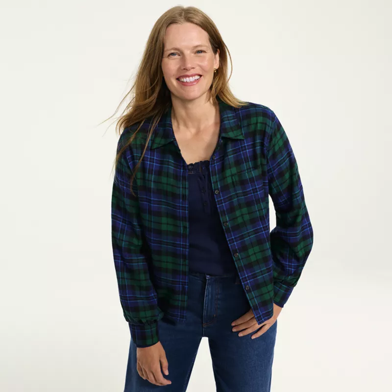 Women's Cropped Flannel Shirt, alternative image