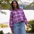 Women's Cropped Flannel Shirt, alternative image