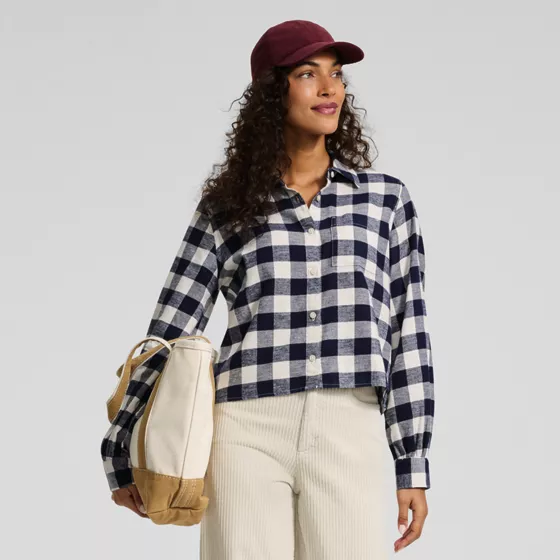 Women's Cropped Flannel Shirt - primary