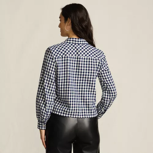 Women's Cropped Flannel Shirt, Back