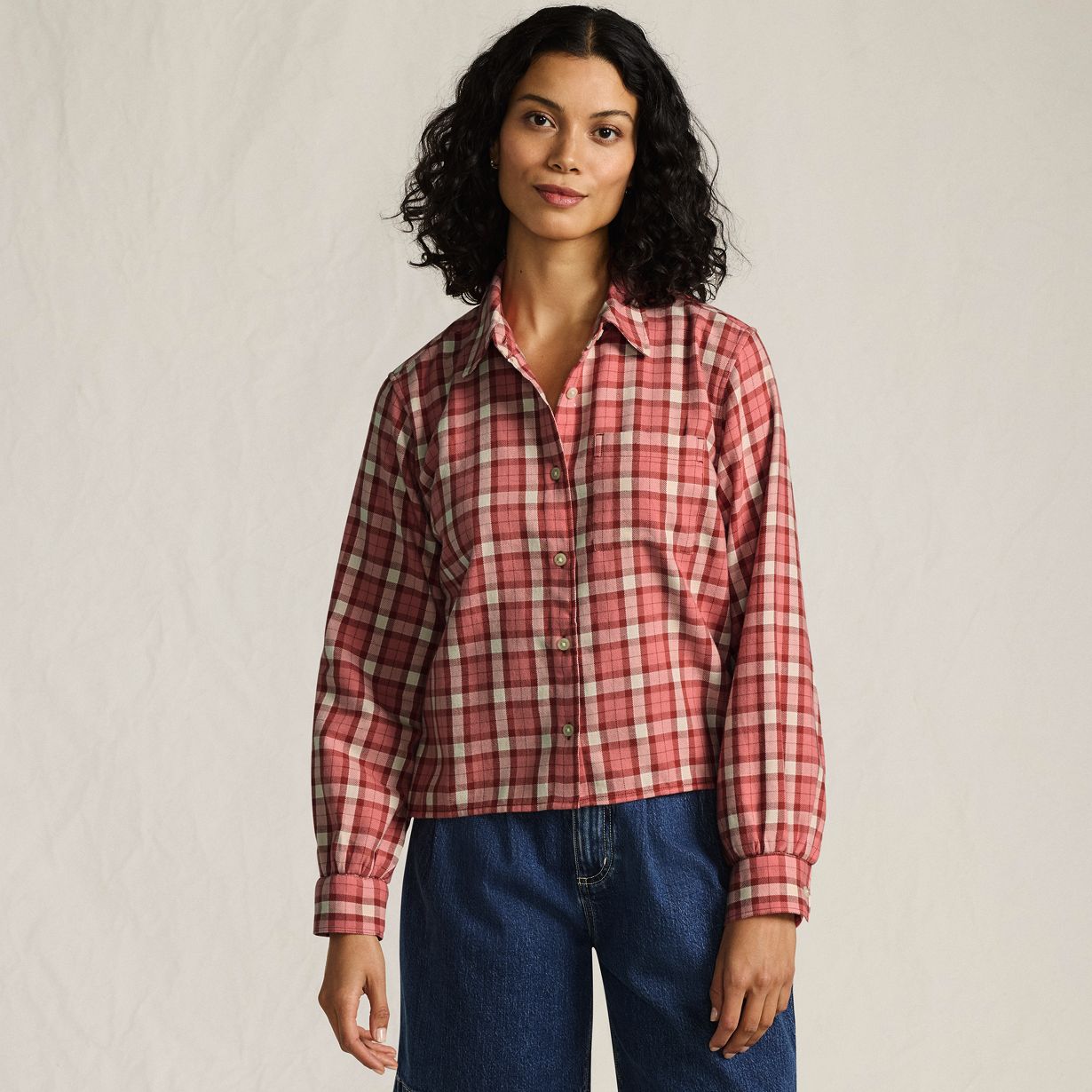 Women's Cropped Flannel Shirt