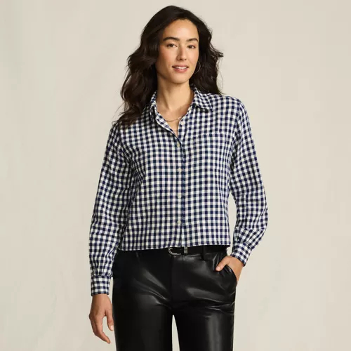 Women's Cropped Flannel Shirt, Front