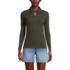 Women's Long Sleeve Pointelle Rib Keyhole Polo Top, Front