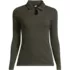 Women's Long Sleeve Pointelle Rib Keyhole Polo Top, Front