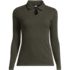 Women's Long Sleeve Pointelle Rib Keyhole Polo Top, Front