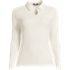 Women's Plus Size Long Sleeve Pointelle Rib Keyhole Polo Top, Front