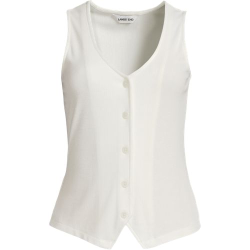  Lands' End ärmellose Feinstrick-weste, Damen, Größe:32-34 Regular, Weiß, Elasthan/viskose/polyester-mischung, By Lands' End 