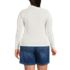 Women's Plus Size Long Sleeve Pointelle Rib Keyhole Polo Top, Back